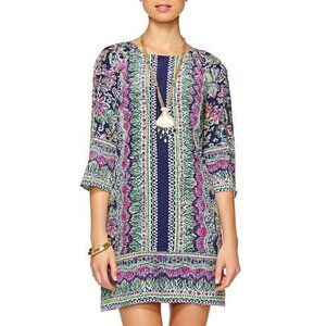 Lilly Pulitzer Rylee Silk Shift Dress Navy Floral Sz 4